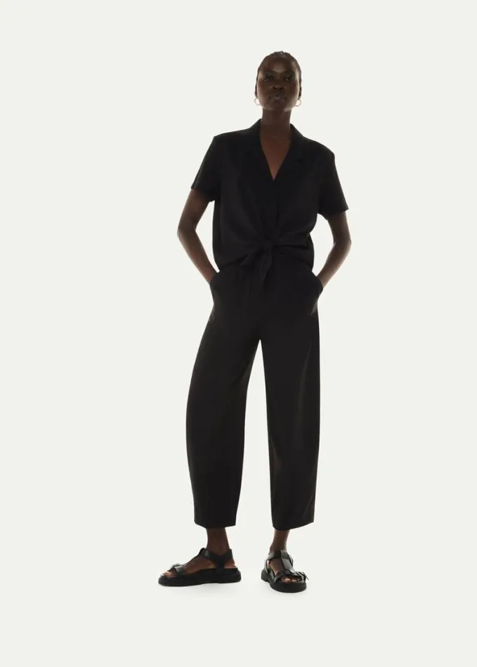 Whistles Nicola Tie Front Blouse Black Women Tops