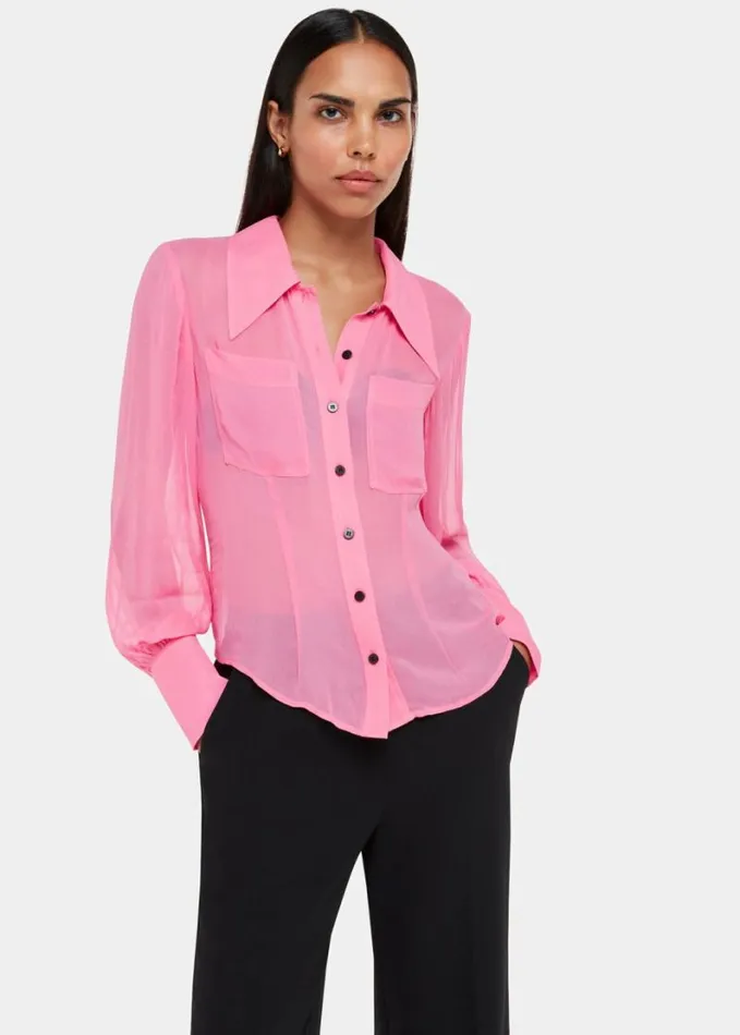 Whistles Penelope Shirt Pink Women Tops