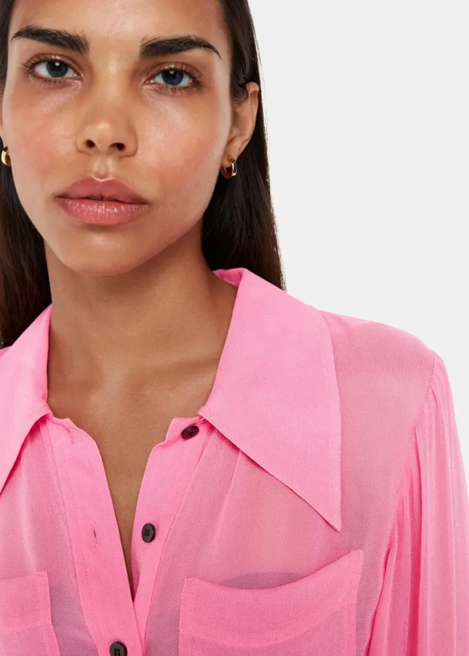 Whistles Penelope Shirt Pink Women Tops
