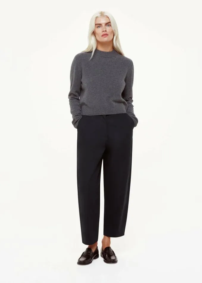 Whistles Petite Carla Barrel Cotton Trouser Navy Women Petite Pants and Jeans