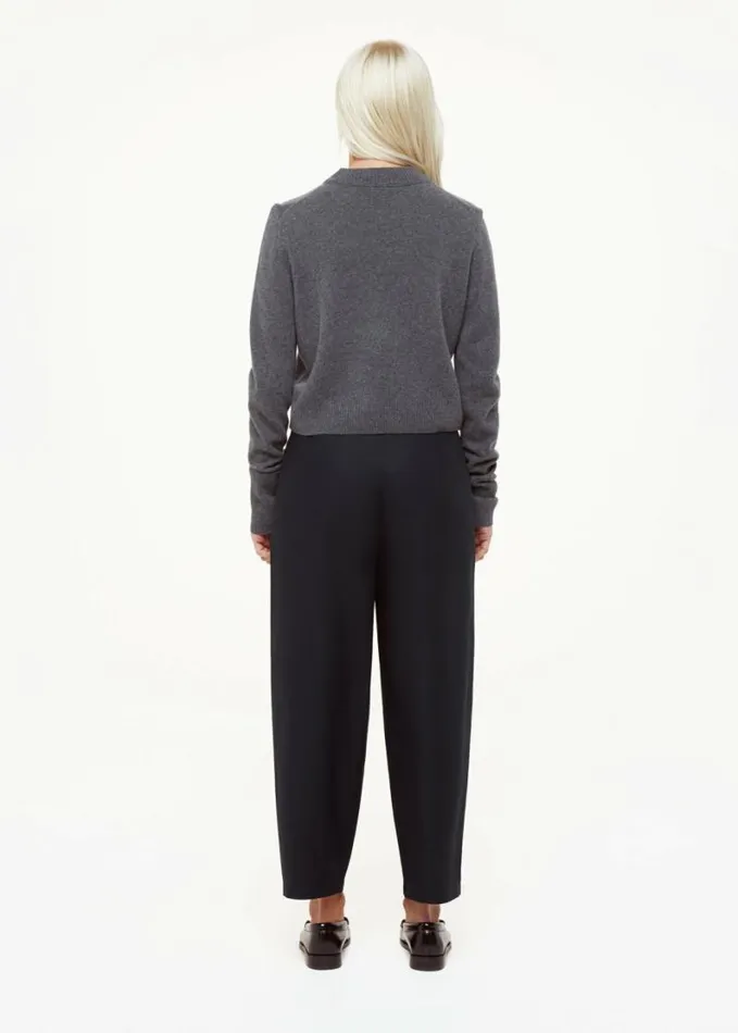 Whistles Petite Carla Barrel Cotton Trouser Navy Women Petite Pants and Jeans