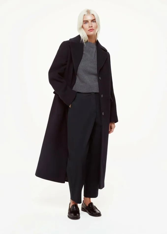 Whistles Petite Carla Barrel Cotton Trouser Navy Women Petite Pants and Jeans