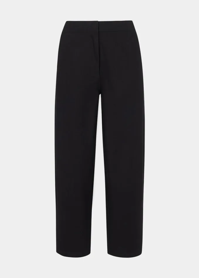Whistles Petite Carla Barrel Cotton Trouser Navy Women Petite Pants and Jeans