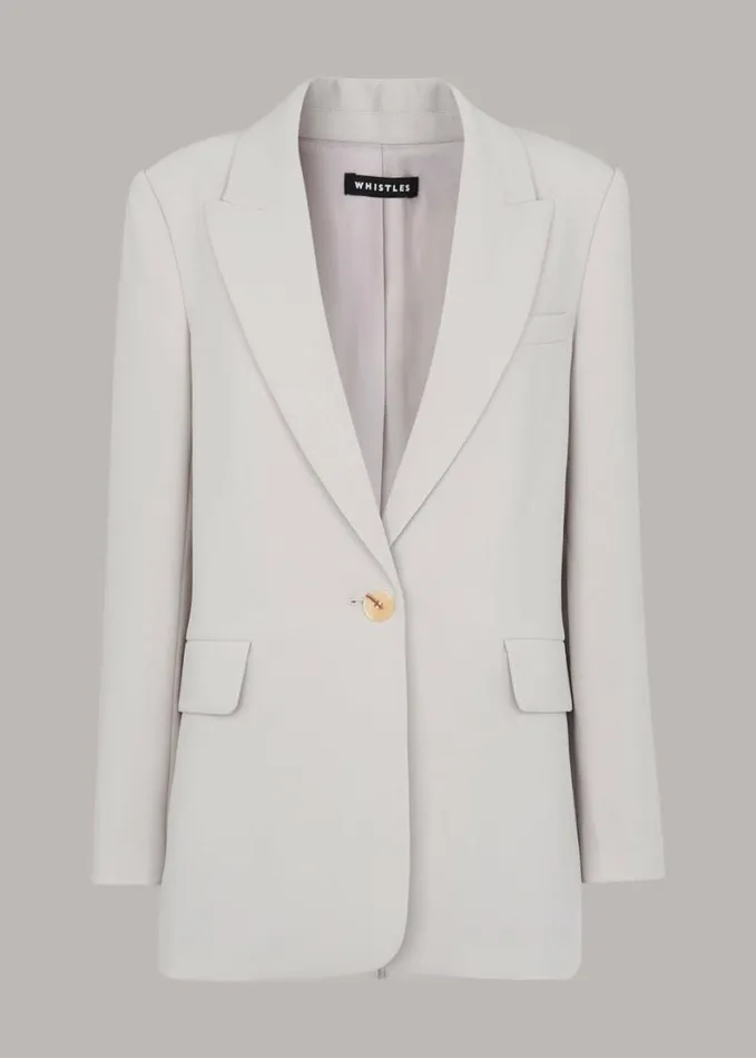 Whistles Petite Crepe Boyfriend Blazer Neutral Women Petite Coats and Jackets