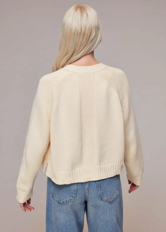 Whistles Petite Karine Rib Detail Cardigan Ivorymulti Women Petite Sweaters