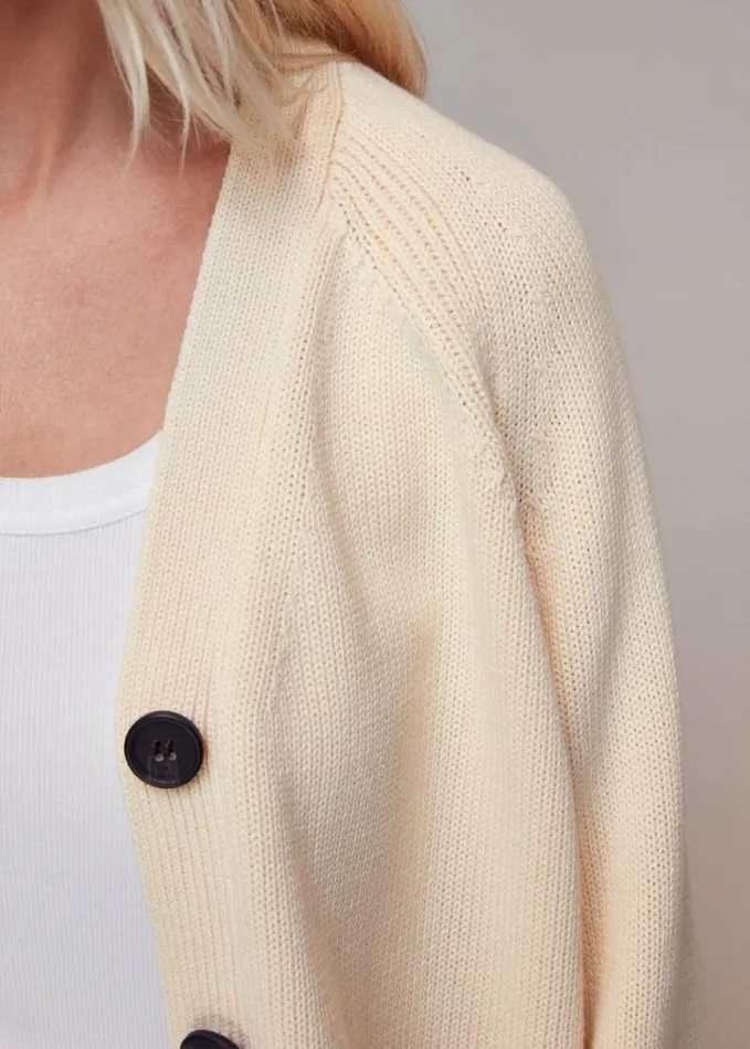 Whistles Petite Karine Rib Detail Cardigan Ivorymulti Women Petite Sweaters