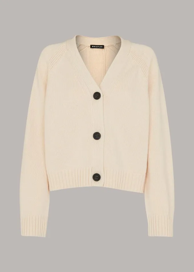 Whistles Petite Karine Rib Detail Cardigan Ivorymulti Women Petite Sweaters