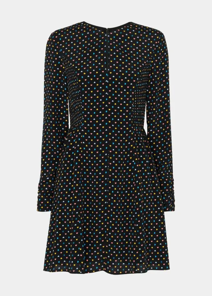 Whistles Petite Scattered Hearts Flippy Dress Blackmulti Women Petite Dresses and Jumpsuits Whistles Petite Scattered Hearts Flippy Dress Blackmulti Women Petite Dresses and Jumpsuits