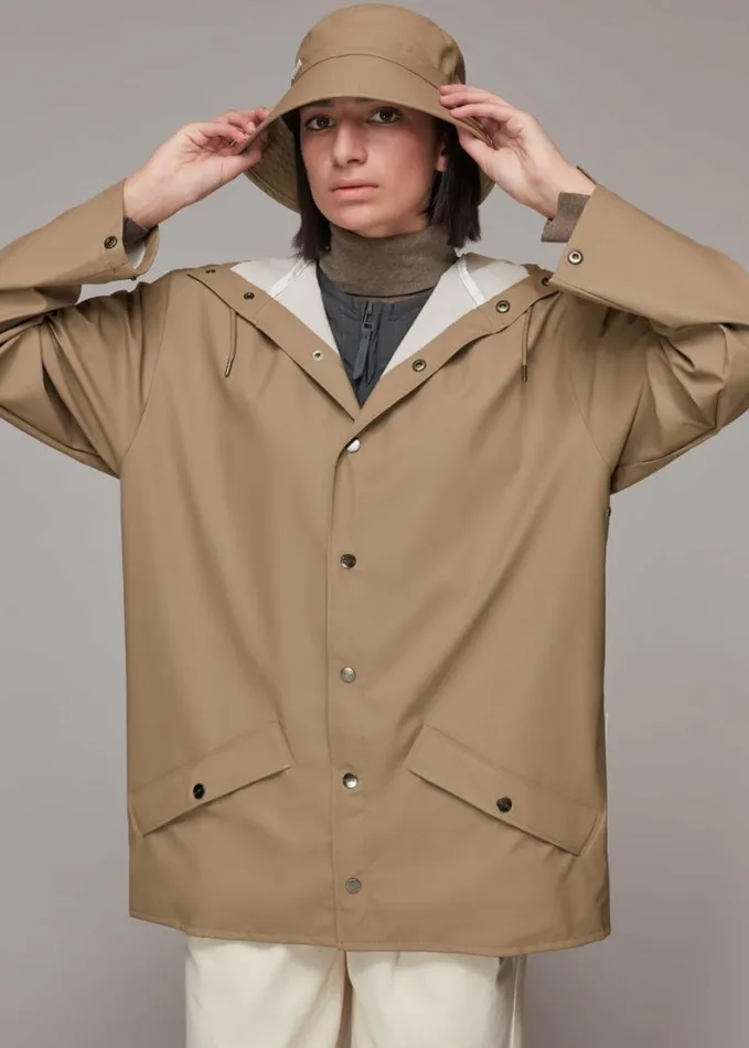 Whistles Rains Hooded Jacket Taupe Women Coats and Jackets