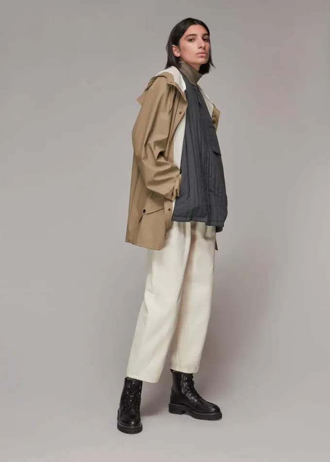 Whistles Rains Hooded Jacket Taupe Women Coats and Jackets