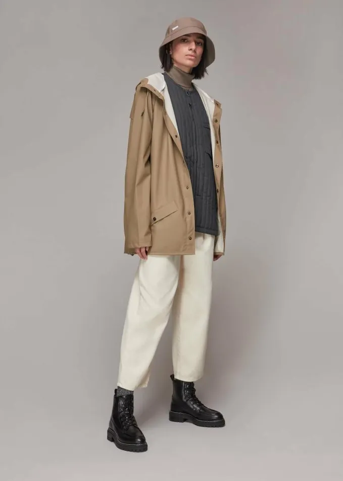 Whistles Rains Hooded Jacket Taupe Women Coats and Jackets