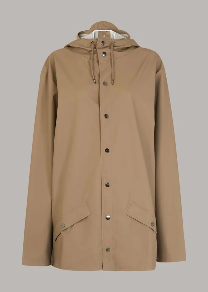 Whistles Rains Hooded Jacket Taupe Women Coats and Jackets
