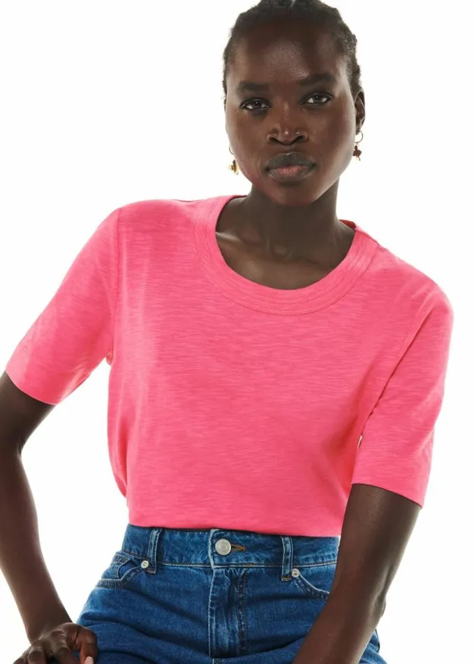 Whistles Rosa Double Trim Tshirt Fuchsia Women Tops