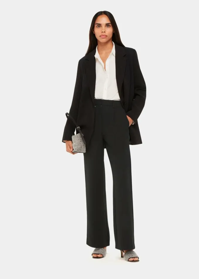 Whistles Satin Side Stripe Tux Trouser Black Women Tailoring