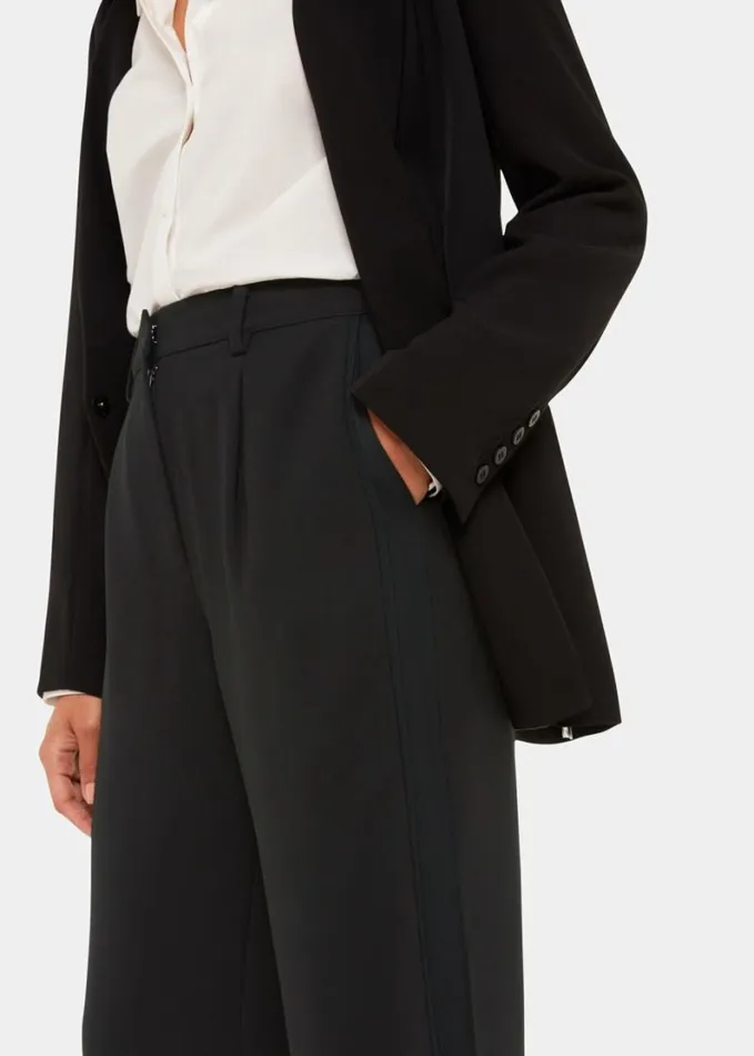 Whistles Satin Side Stripe Tux Trouser Black Women Tailoring