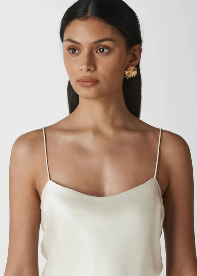 Whistles Silk Cami Top Silver Women Tops