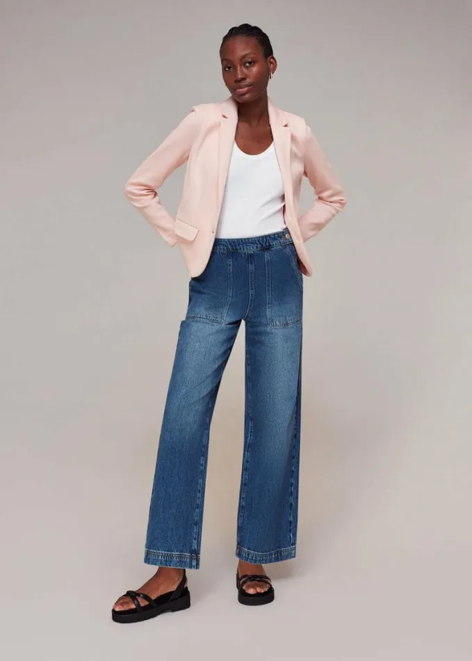 Whistles Slim Jersey Jacket Pink Women Coats and Jackets