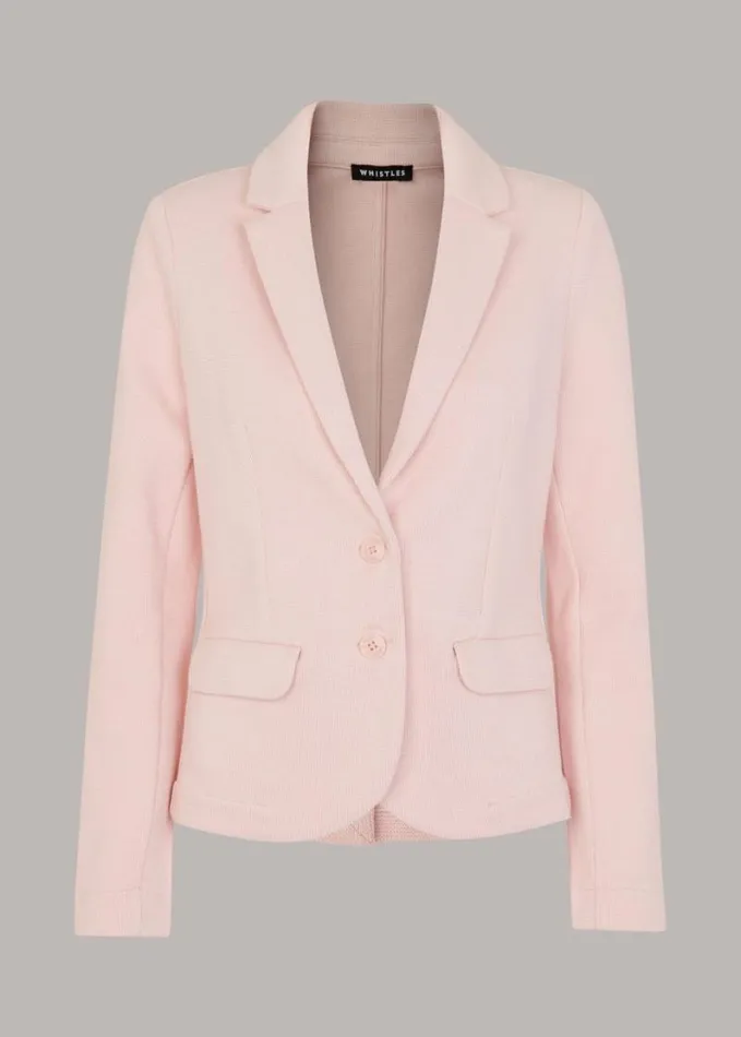Whistles Slim Jersey Jacket Pink Women Coats and Jackets