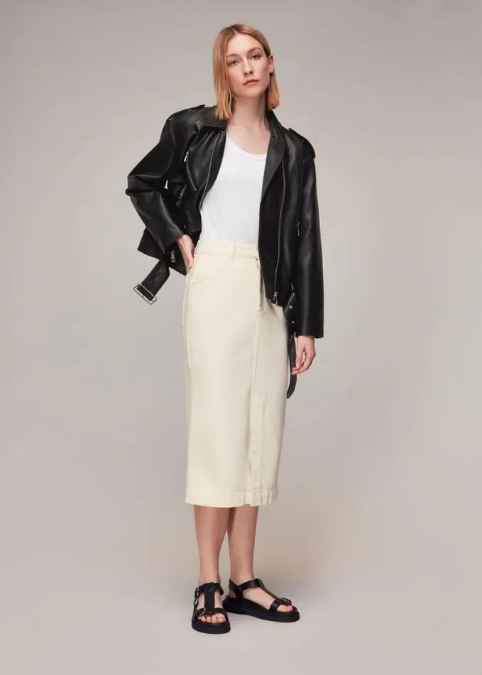 Whistles Sophia Oversized Leather Biker Black Women Coats and Jackets