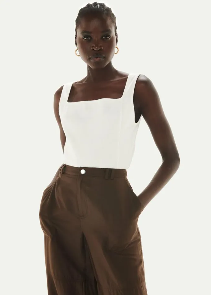 Whistles Square Neck Tank White Women Tops