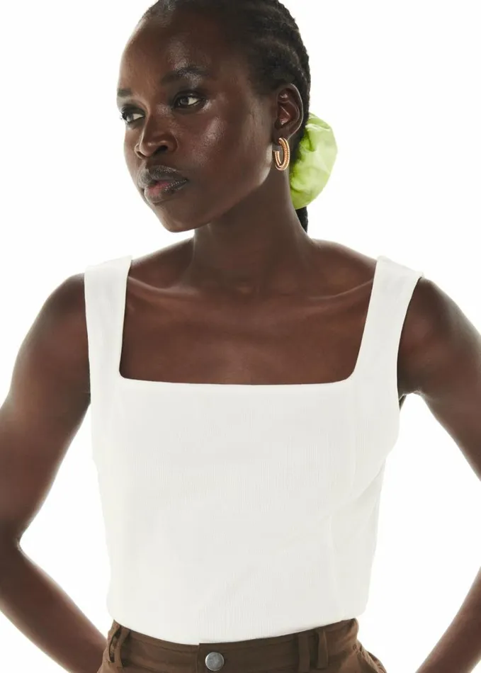 Whistles Square Neck Tank White Women Tops