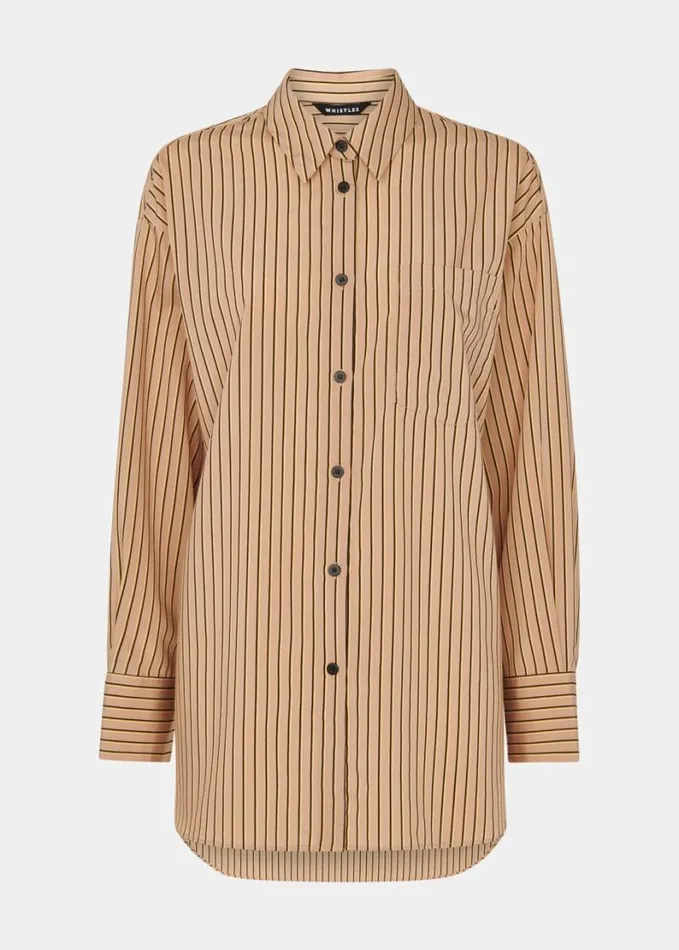 Whistles Stripe Oversized Shirt Multicolour Women Tops