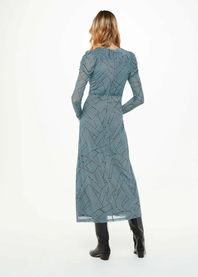 Whistles Striped Corners Mesh Dress Navymulti Women Dresses