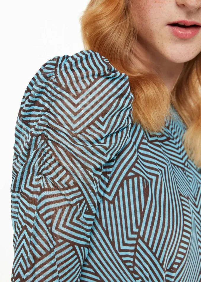 Whistles Striped Corners Mesh Dress Navymulti Women Dresses