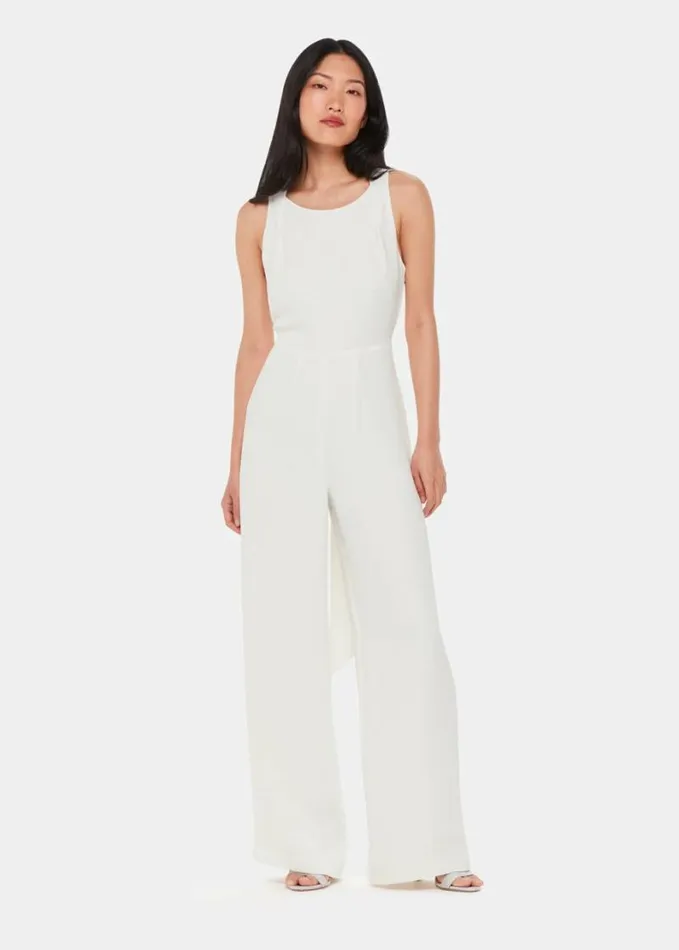 Whistles Tie Back Bridal Jumpsuit Ivory Women Jumpsuits