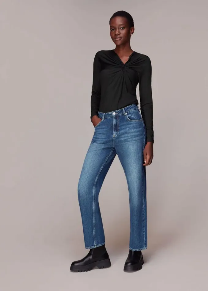 Whistles Twist Front Top Black Women Tops