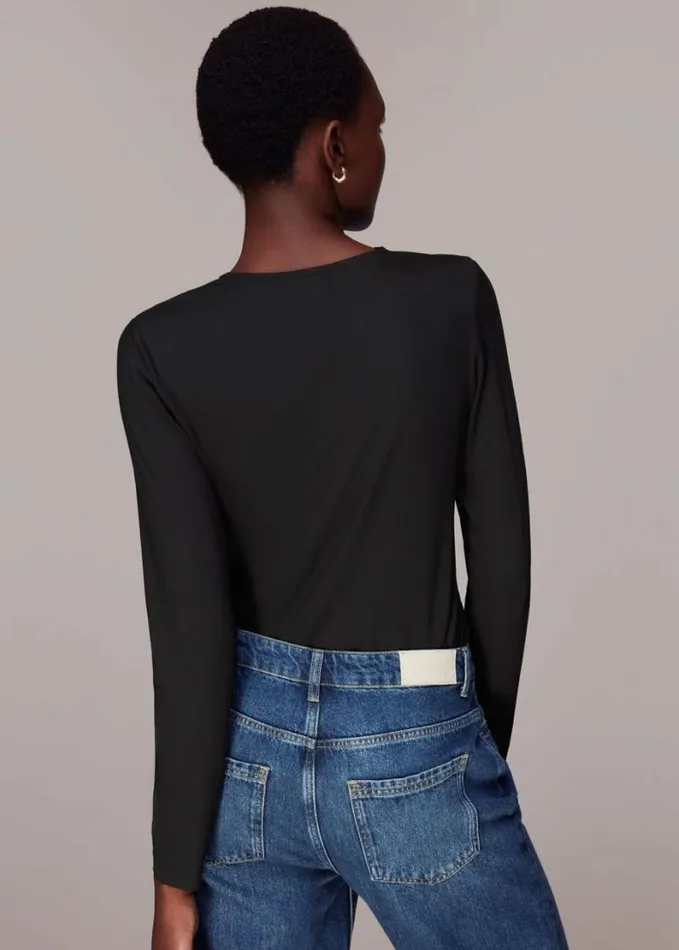 Whistles Twist Front Top Black Women Tops