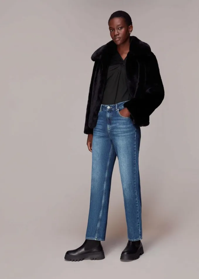 Whistles Twist Front Top Black Women Tops