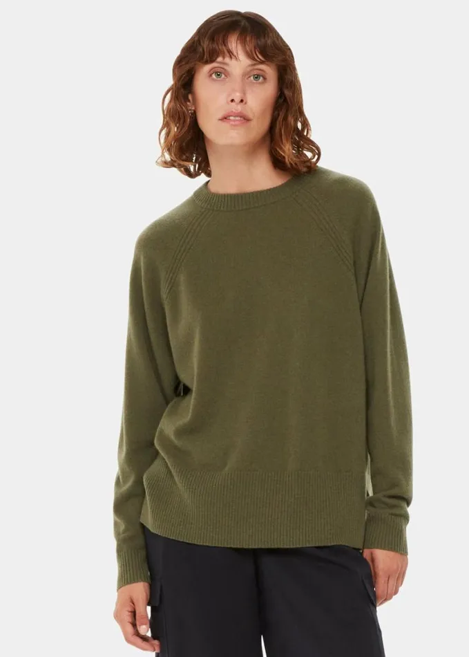 Whistles Ultimate Cashmere Crew Neck Khaki Women Sweaters and Cashmere