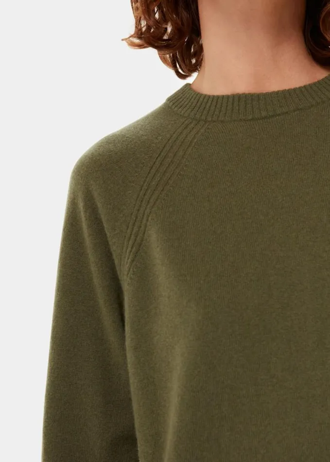 Whistles Ultimate Cashmere Crew Neck Khaki Women Sweaters and Cashmere