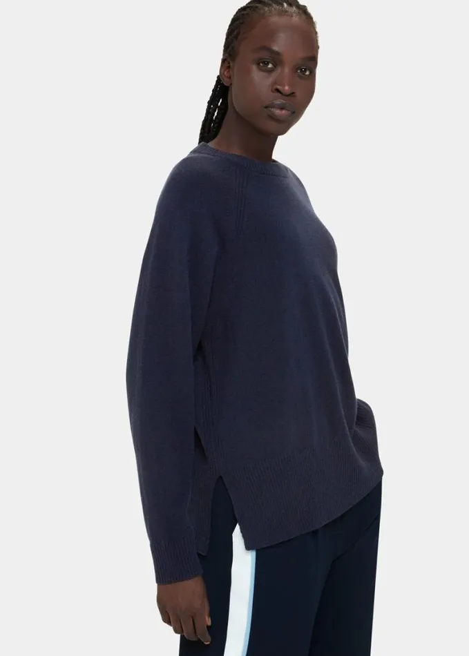 Whistles Ultimate Cashmere Crew Neck Navy Women Sweaters and Cashmere