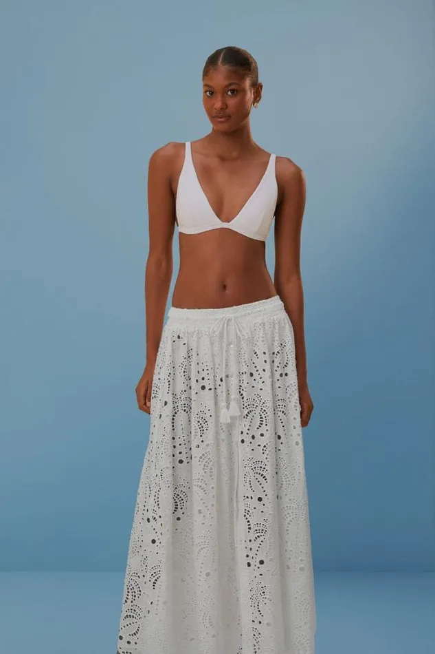 White Eyelet Maxi Skirt Women FARM Rio Skirts