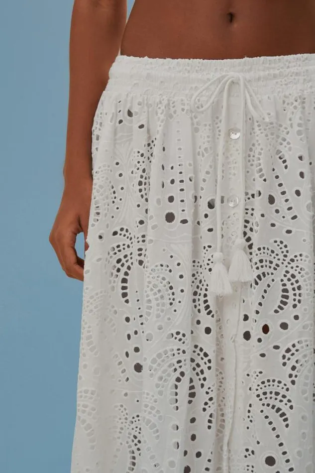 White Eyelet Maxi Skirt Women FARM Rio Skirts