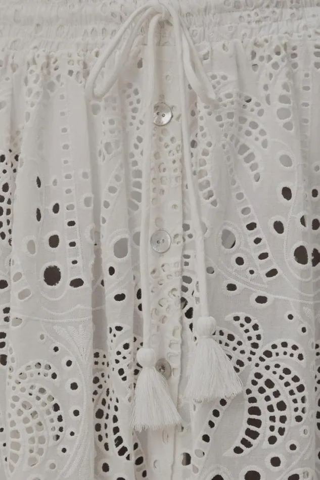 White Eyelet Maxi Skirt Women FARM Rio Skirts