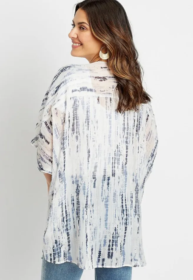White Metallic Tie Dye Kimono Women Maurices Tops