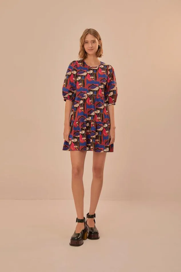 Wild Mushrooms Black Puff Sleeve Mini Dress Women FARM Rio Mini Dresses