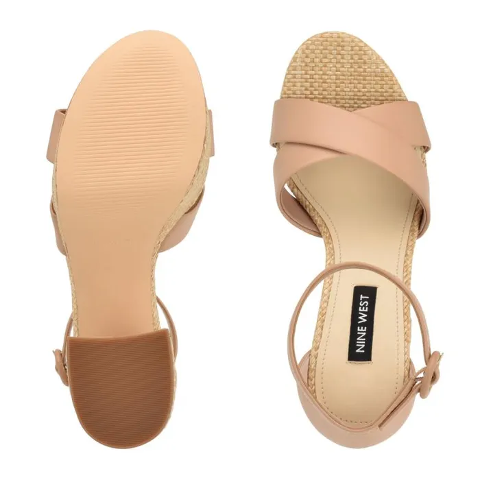Willie Platform Sandals Barely Nude Raffia Women Nine West Sandals Willie Platform Sandals Barely Nude Raffia Women Nine West Sandals