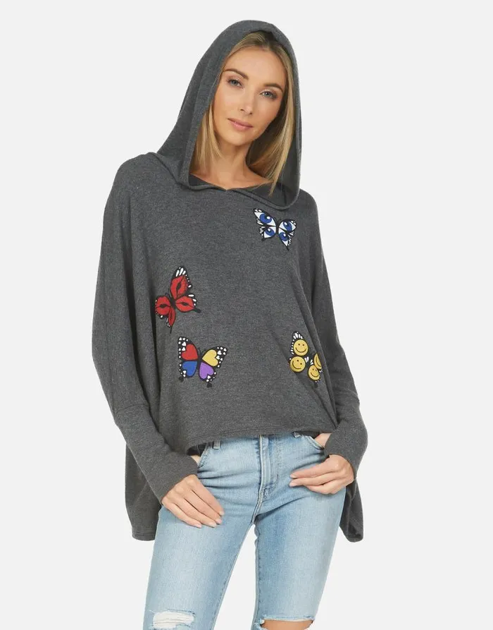 Wilma Butterfly Heather Black Women Lauren Moshi Hoodies