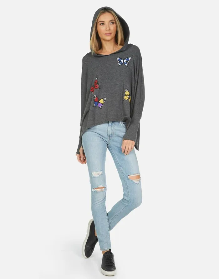 Wilma Butterfly Heather Black Women Lauren Moshi Hoodies