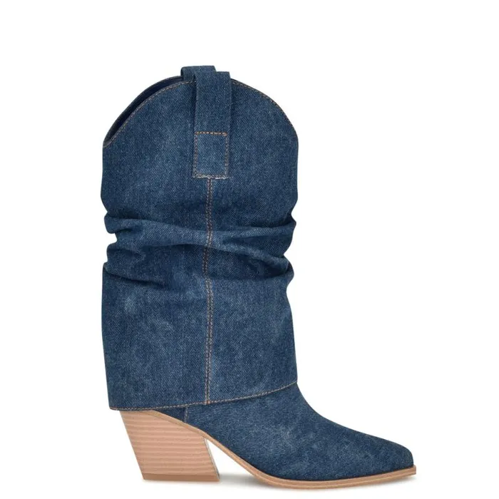Wilton Western Boots Dark Blue Women Nine West Boots and Booties