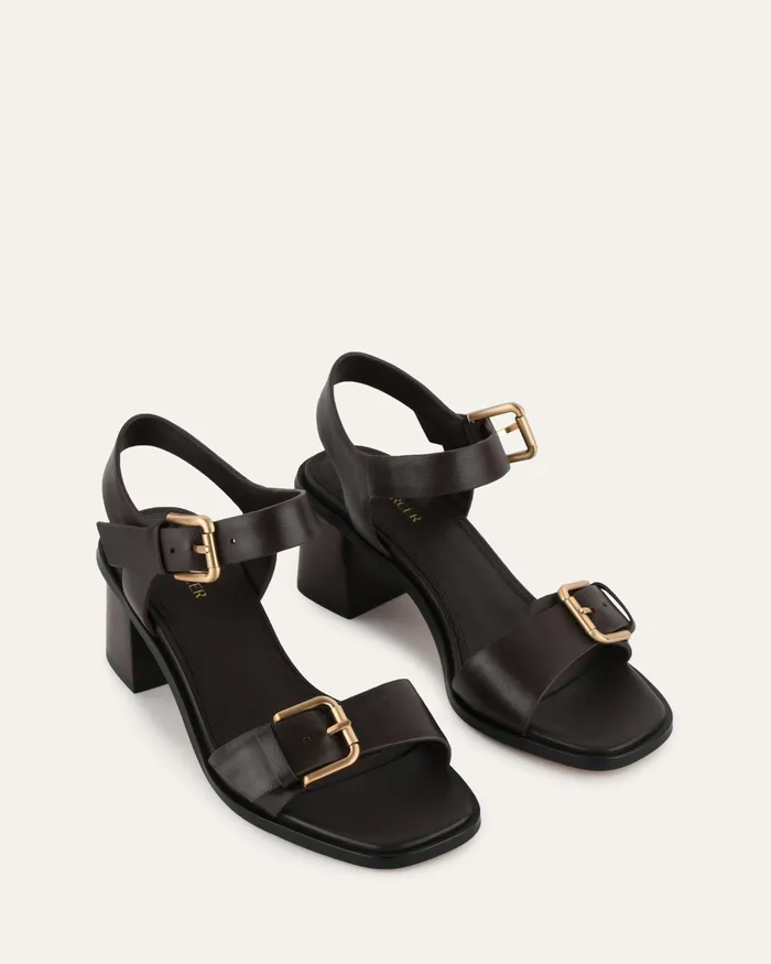 Winona mid heel sandals cacao leather MID HEELS jomercer Women Winona mid heel sandals cacao leather MID HEELS jomercer Women