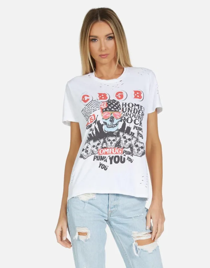 Wolf CBGB 1973 White Women Lauren Moshi Short Sleeve