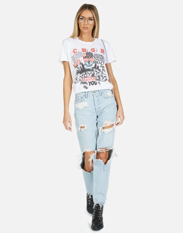 Wolf CBGB 1973 White Women Lauren Moshi Short Sleeve