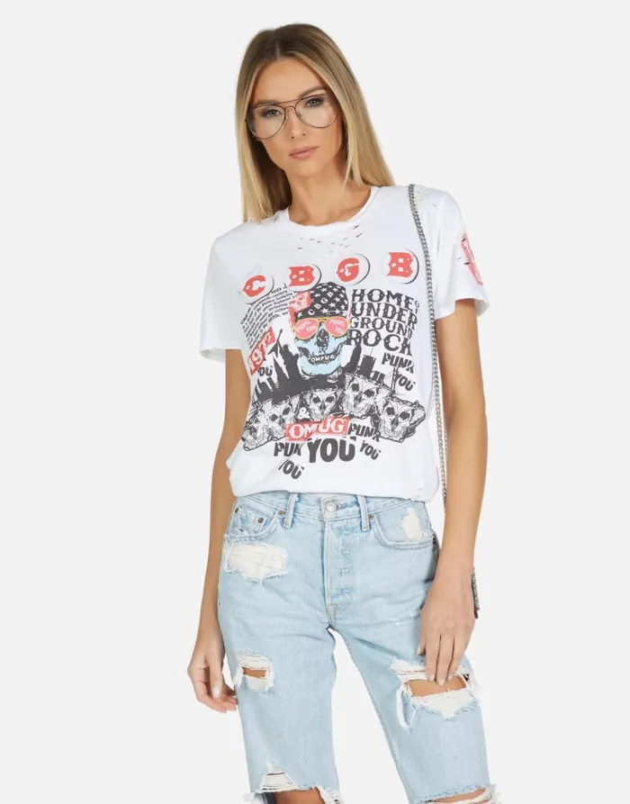 Wolf CBGB 1973 White Women Lauren Moshi Short Sleeve
