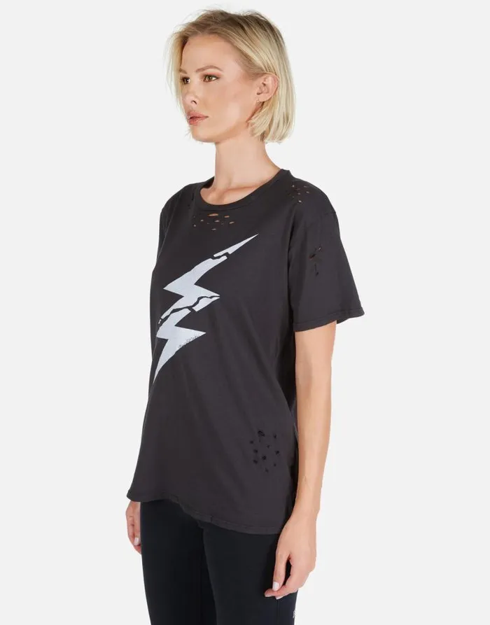 Wolf Cracked Lightning Bolt Onyx Women Lauren Moshi Short Sleeve