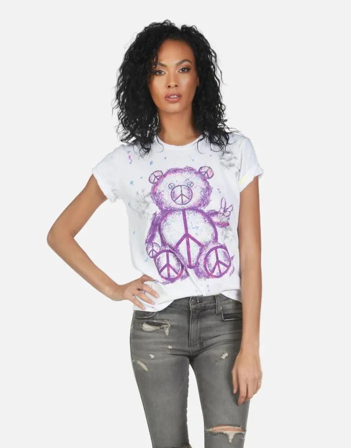 Wolf Peace Teddy Punk Stain Women Lauren Moshi Short Sleeve